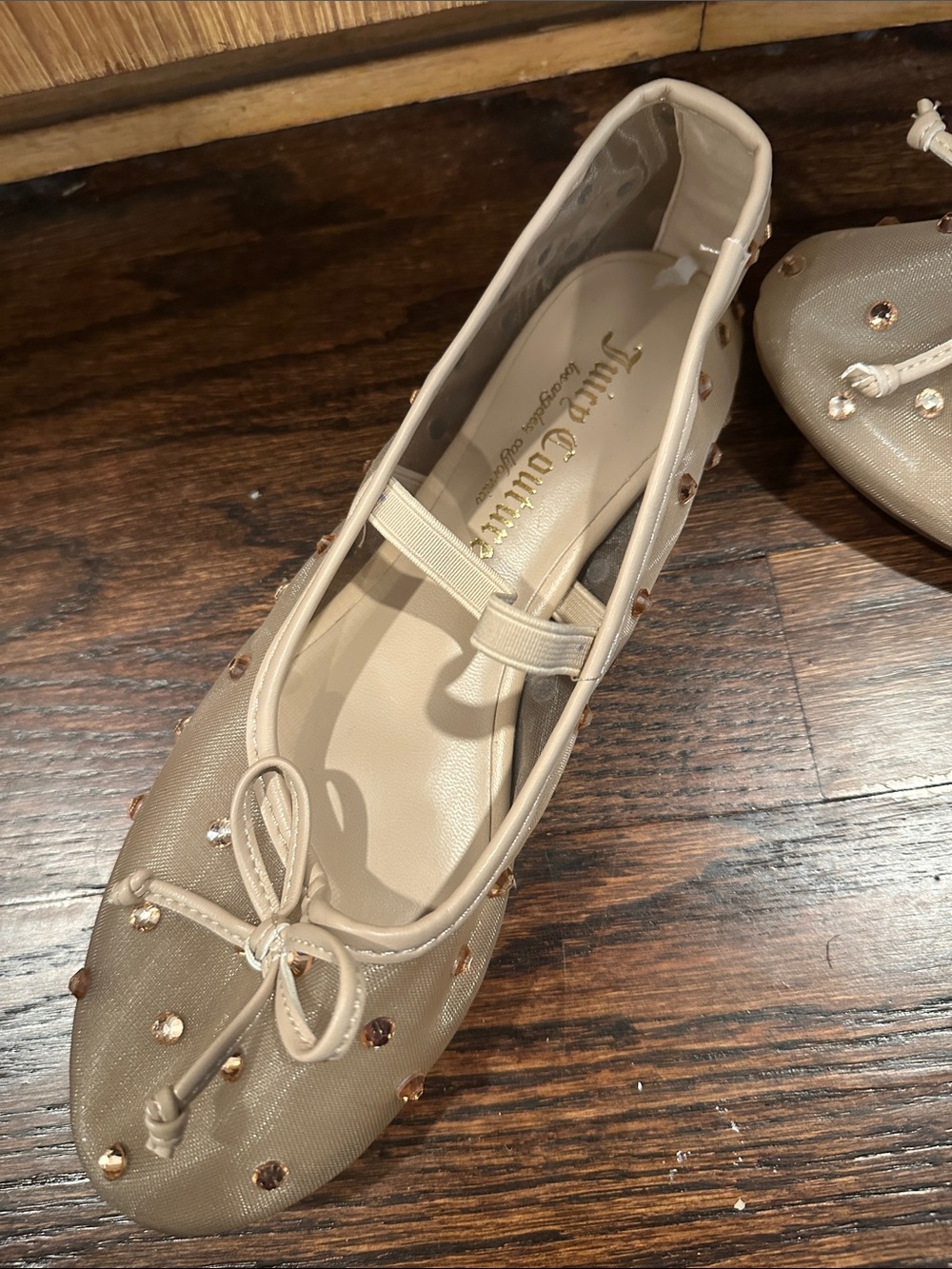 Juicy Couture Cream Studded Bow Ballet Flat